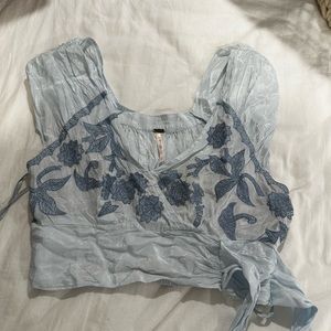 Free people baby blue silk crop never worn size xsmall